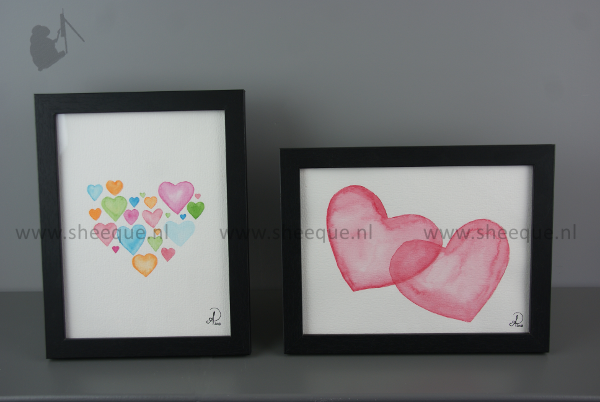 aquarel schilderij all of me en hartjeshart